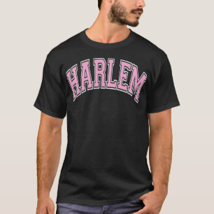 Harlem New York NYC Varsity Style Pink Tet Pullove T-Shirt