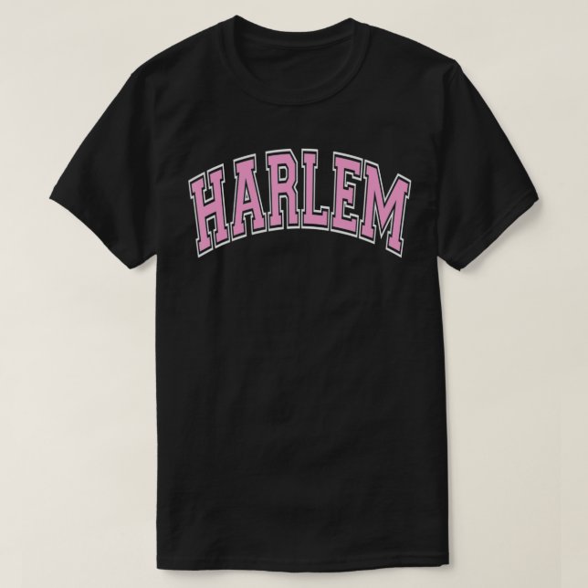 Harlem New York NYC Varsity Style Pink Tet  T-Shirt (Design Front)