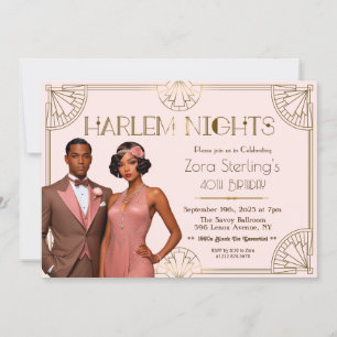 Harlem Nights African American Birthday Invitation