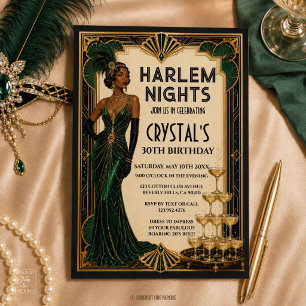 Harlem Nights Roaring 20s Emerald Green Art Deco Invitation
