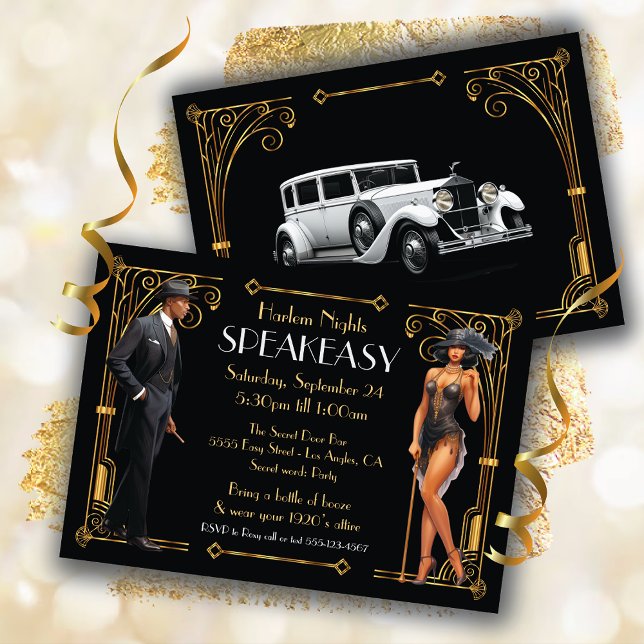  Harlem Nights Speakeasy Flapper Great Gatsby Invitation (Creator Uploaded)