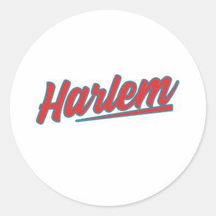 Harlem Red Typography  Classic Round Sticker
