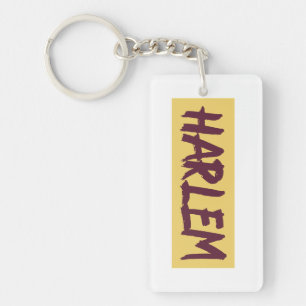 Harlem Text Base Design on Yellow Background  Key Ring