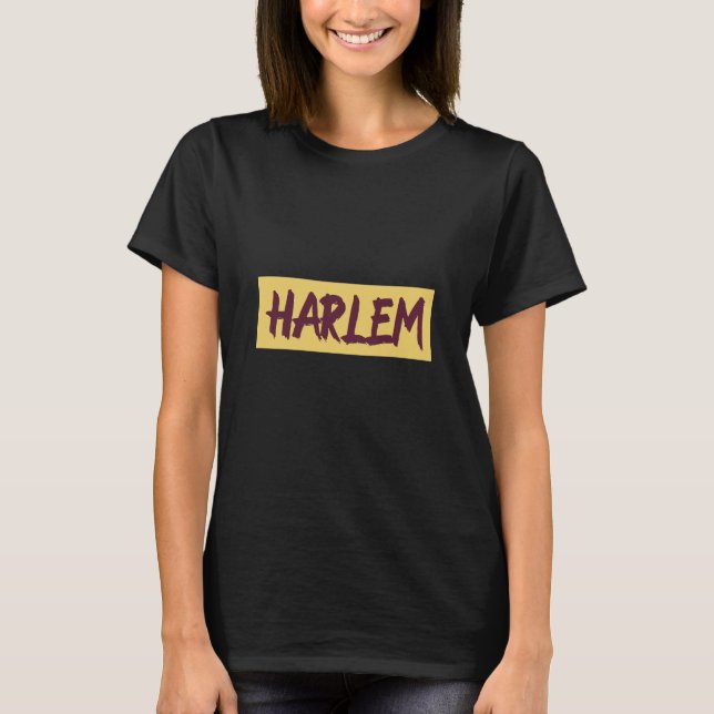 Harlem Text Base Design on Yellow Background T-Shirt (Front)