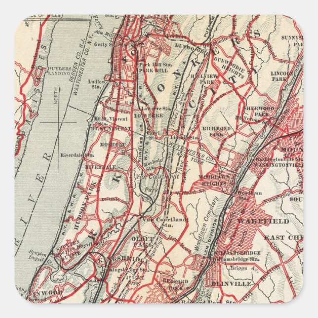 Harlem, Yonkers, Pelham Manor, New York Square Sticker (Front)