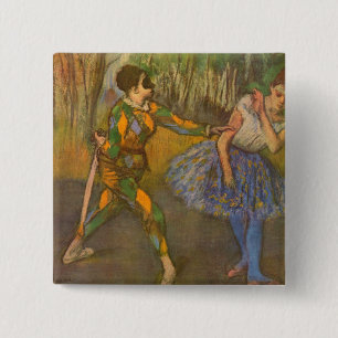 Harlequin and Columbine by Edgar Degas Vintage Art 15 Cm Square Badge