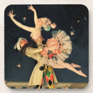“Harlequin and Columbine” by FX Leyendecker Coaster
