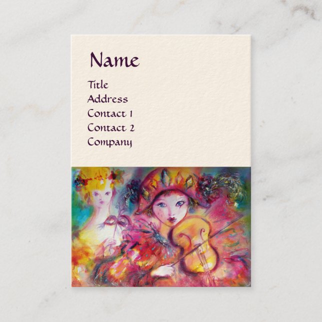 HARLEQUIN AND COLUMBINE Music,Decor,Theatre Artist Business Card (Front)