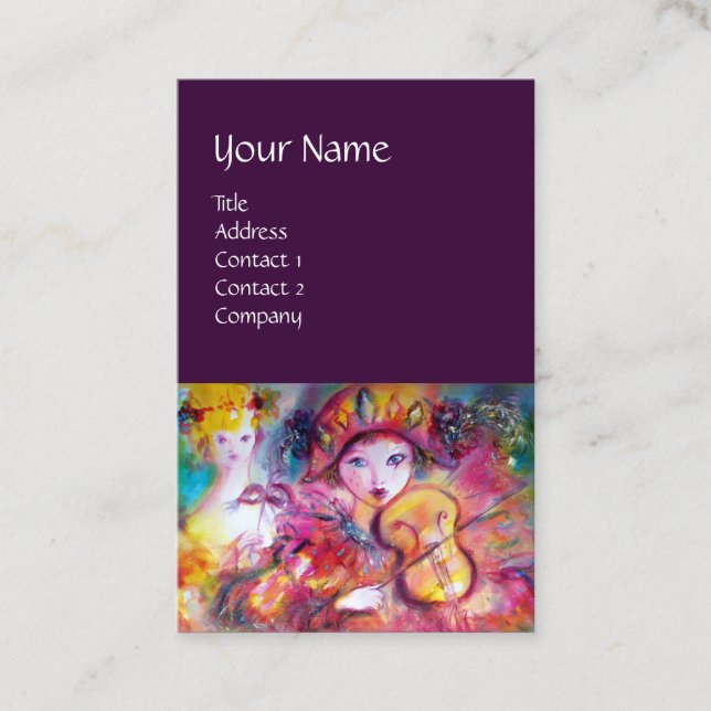 HARLEQUIN AND COLUMBINE Music,Decor,Theatre Artist Business Card (Front)