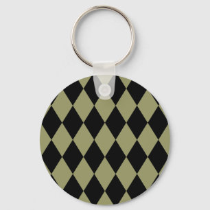 Harlequin Avocado and Black Key Ring