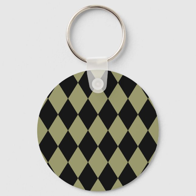 Harlequin Avocado and Black Key Ring (Front)
