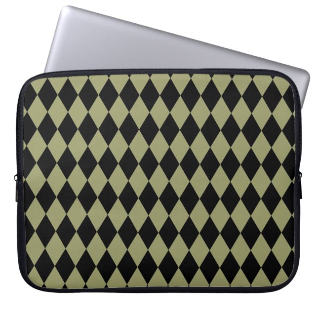 Harlequin Avocado and Black Laptop Sleeve (Front)