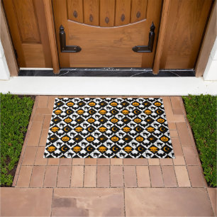 Harlequin Black and White Diamond Pattern Doormat