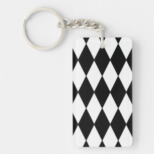 harlequin black and white key ring