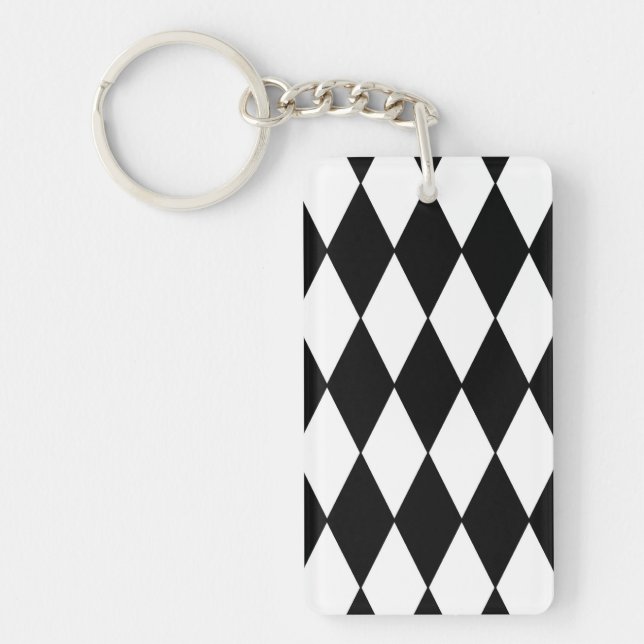 harlequin black and white key ring (Front)