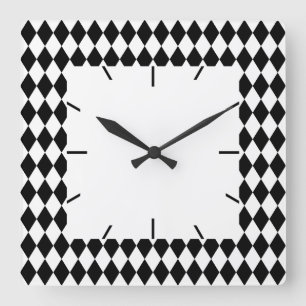 Harlequin Black and White Square Wall Clock