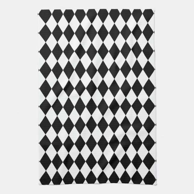 Harlequin Black and White Tea Towel (Vertical)