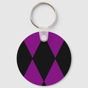 harlequin black purple key ring