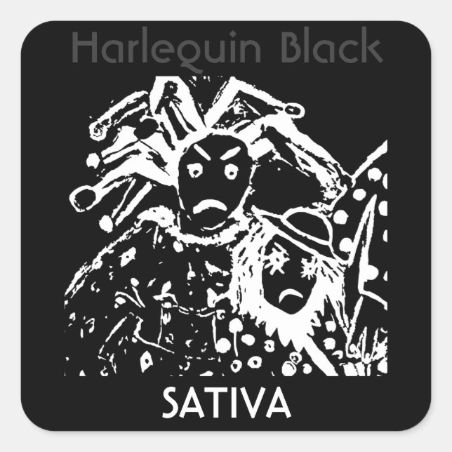 Harlequin Black Sativa Square Sticker (Front)