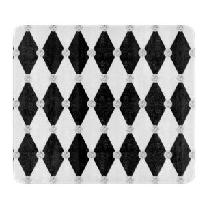 Harlequin Black White Rhombus Diamond Shape Cutting Board