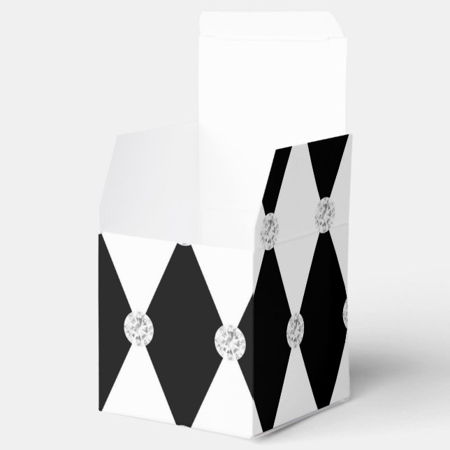 Harlequin Black White Rhombus Diamond Shape Favour Box (Opened)