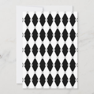 Harlequin Black White Rhombus Diamond Shape Invitation