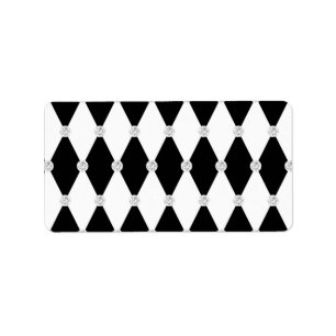 Harlequin Black White Rhombus Diamond Shape Label