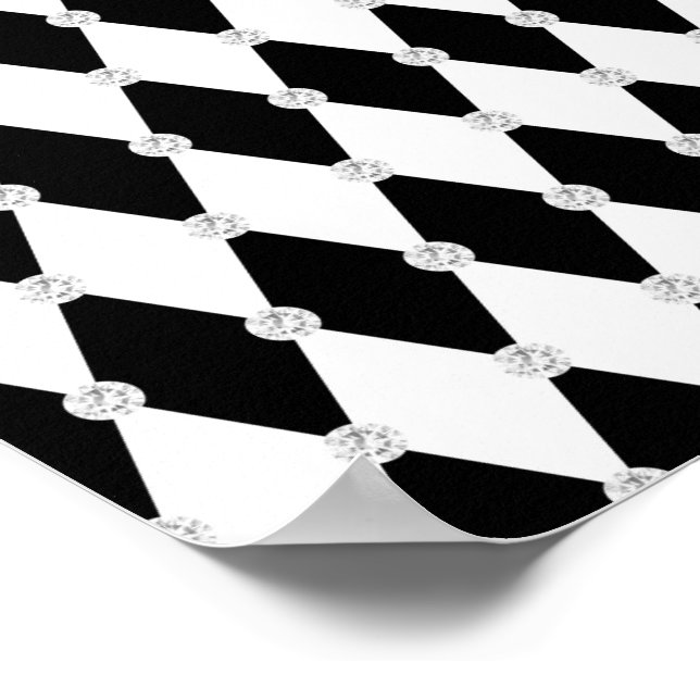 Harlequin Black White Rhombus Diamond Shape Poster (Corner)