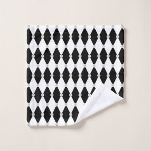 Harlequin Black White Rhombus Diamond Shape Wash Cloth