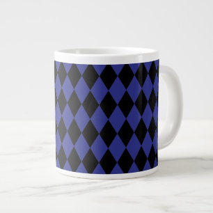 Harlequin Blue and Black Large Coffee Mug