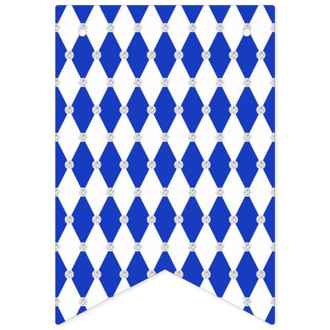 Harlequin Blue Diamond Shape Geometric Forms Bunting (First Flag)