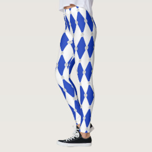Harlequin Blue Diamond Shape Geometric Forms Leggings
