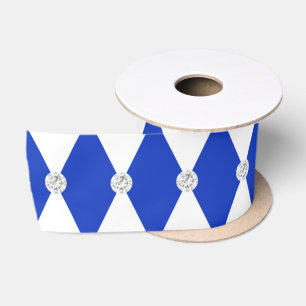 Harlequin Blue Diamond Shape Geometric Satin Ribbon