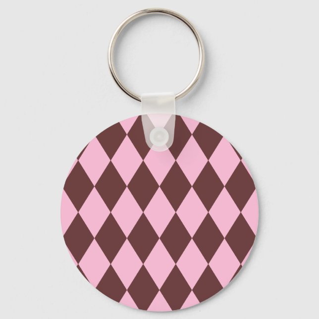 Harlequin Brown and Pink Key Ring (Front)