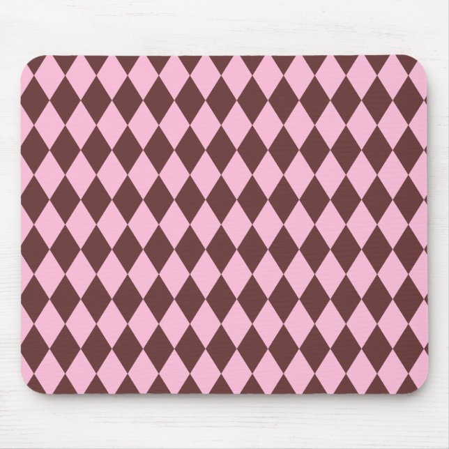 Harlequin Brown and Pink Mouse Pad (Front)
