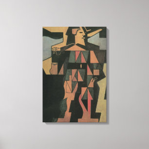Harlequin by Juan Gris, Vintage Cubism Art Canvas Print