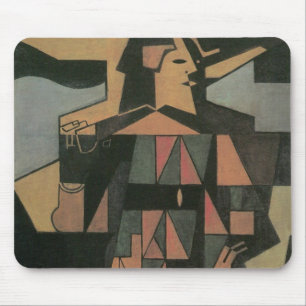 Harlequin by Juan Gris, Vintage Cubism Art Mouse Pad