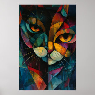 Harlequin Cats: Whimsical Circus Colour Art Poster