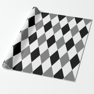 Harlequin Chic Diamond Geometric Black White Wrapping Paper
