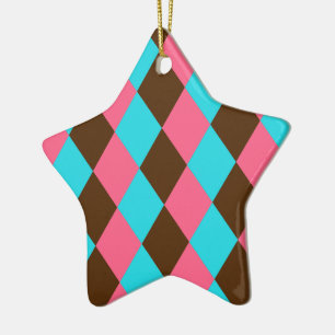 Harlequin, Chocolate Pastel Star Ornament