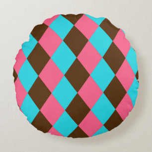 Harlequin Chocolate Pastels-ROUND THROW PILLOW