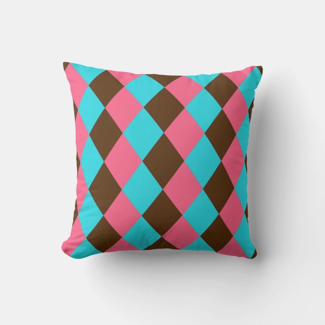 Harlequin Chocolate Pastels-Square THROW PILLOW (Front)