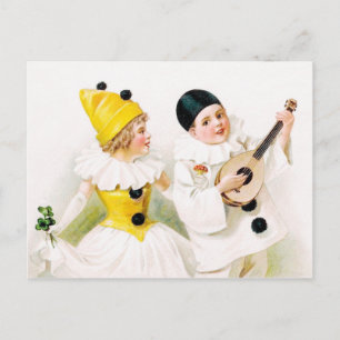 Harlequin Couple Postcard