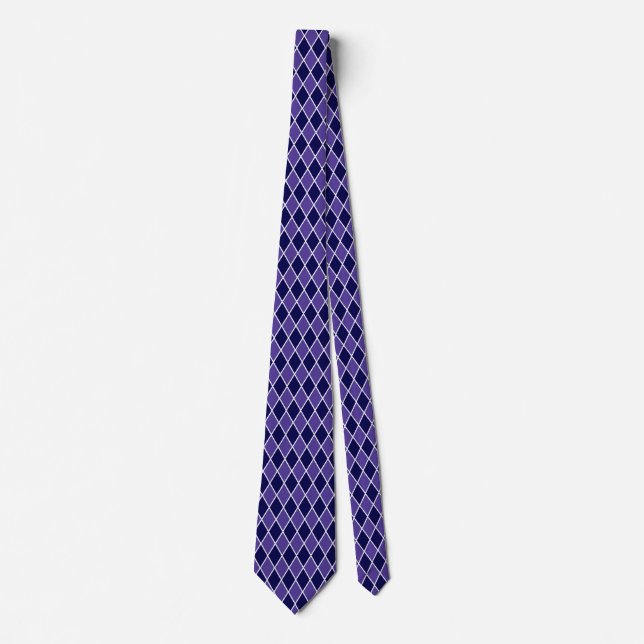 Harlequin Diamond Design Purple Blue Colours Tie (Front)