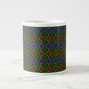 Harlequin Diamond Grid: Textured Harmony Large Coffee Mug