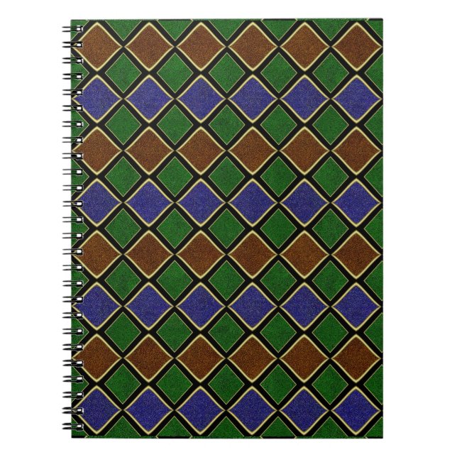 Harlequin Diamond Grid: Textured Harmony Notebook (Front)