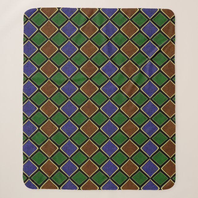 Harlequin Diamond Grid: Textured Harmony Sherpa Blanket (Front)