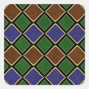 Harlequin Diamond Grid: Textured Harmony Square Sticker