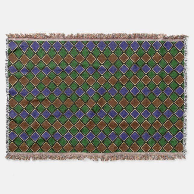 Harlequin Diamond Grid: Textured Harmony Throw Blanket (Front)