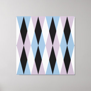 Harlequin Diamond Pattern - Blue and Dusty Lilac Canvas Print